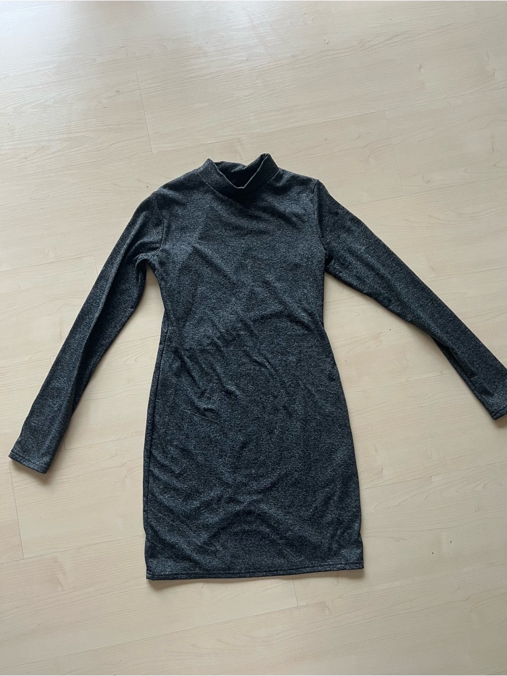 SHEIN Charcoal Gray Long-Sleeve Mock Neck Dress